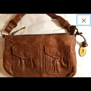 British Tan Leather Fossil Handbag Purse